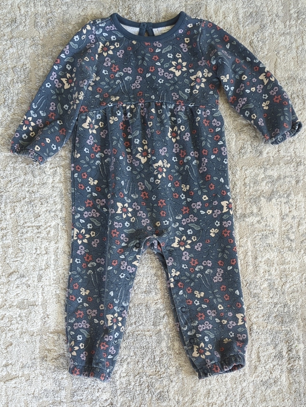 Carter's Navy Floral Long-Sleeve Jumpsuit Size 18 Months